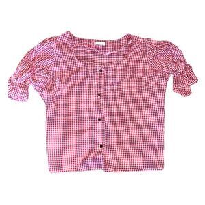 Vintage Red & White Gingham Top Cowboy Cowgirl Country Western Halloween Costume